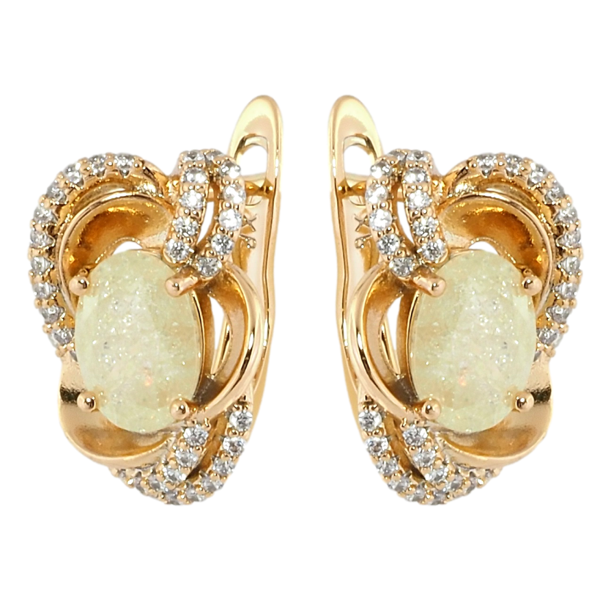 Сережки Xuping Позолота 18K англійський замок Квіткові мотиви з жовтими фіанітами і цирконієм фото №1