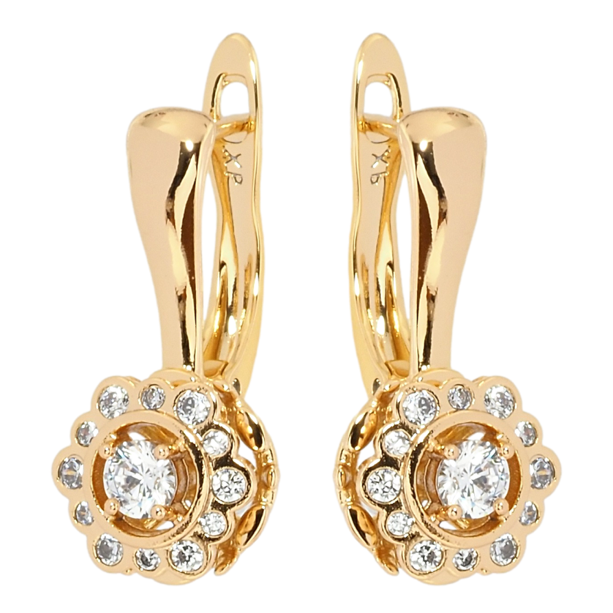 Сережки Xuping Позолота 18K англійський замок Декоративні квіточки з цирконієм фото №1