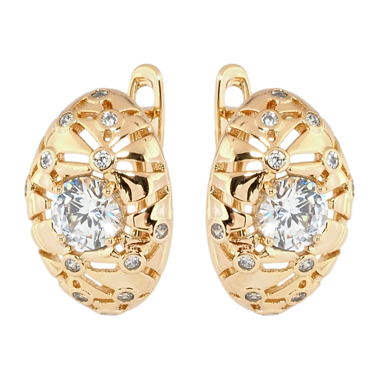 Сережки Xuping Позолота 18K англійський замок Декоративні овали з цирконієм фото №22