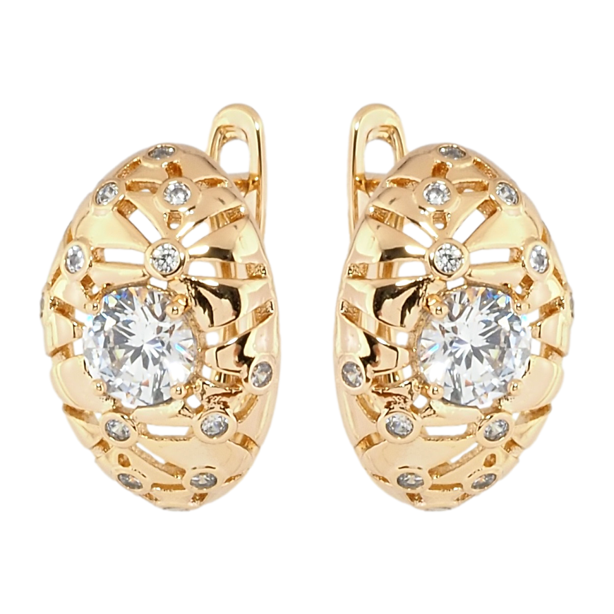 Сережки Xuping Позолота 18K англійський замок Декоративні овали з цирконієм фото №1