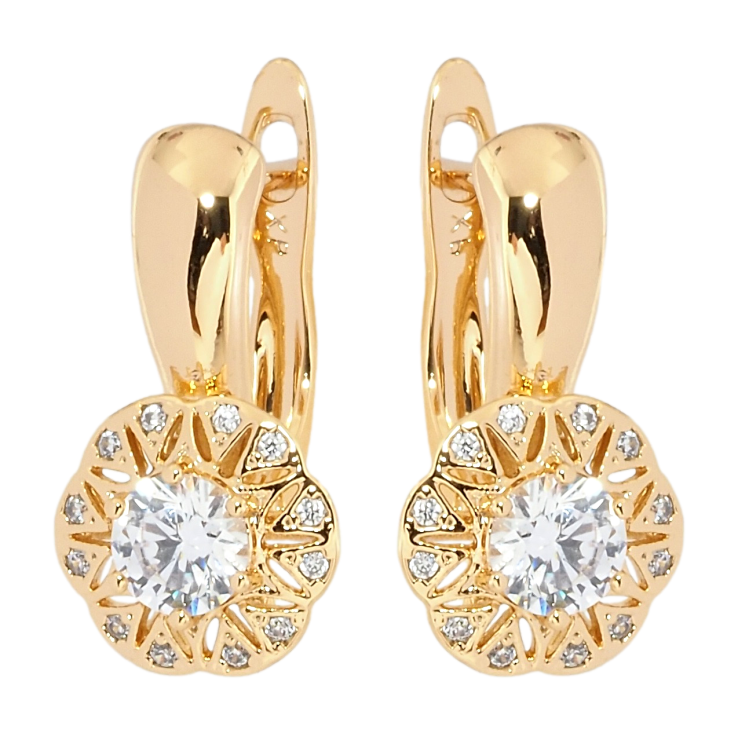 Сережки Xuping Позолота 18K англійський замок Квіточки з цирконієм фото №12