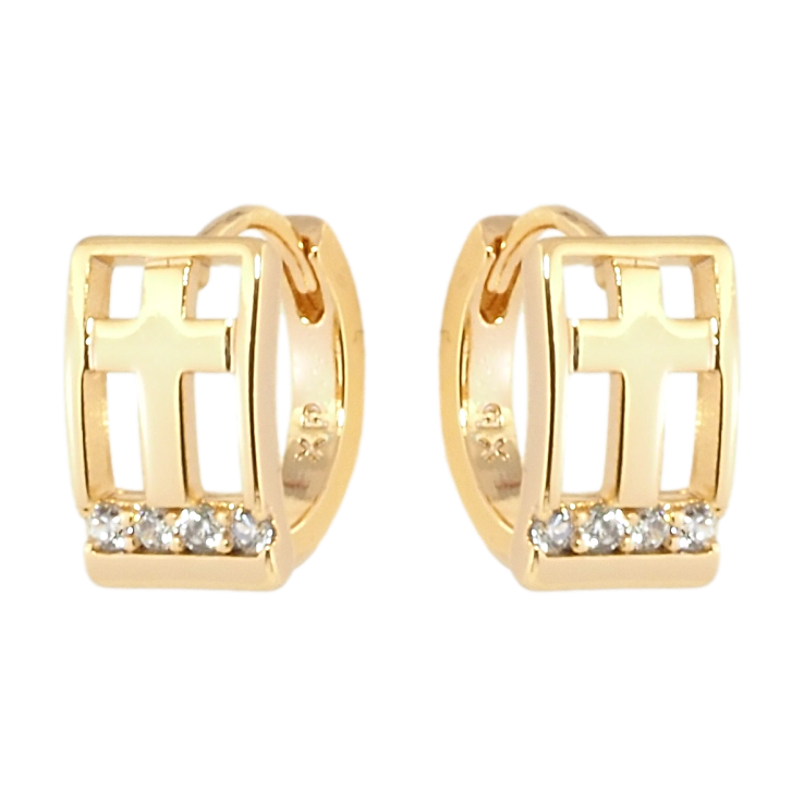 Серьги Xuping Позолота 18K колечки Прямоугольники с крестиками фото №8