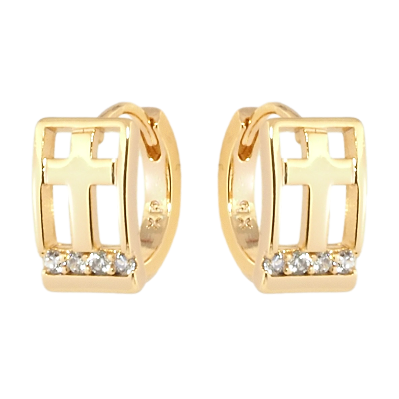Серьги Xuping Позолота 18K колечки Прямоугольники с крестиками фото №1