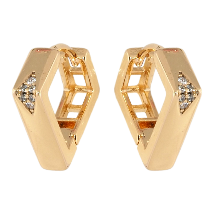 Сережки Xuping Позолота 18K колечка Декоративні ромби з цирконієм фото №2