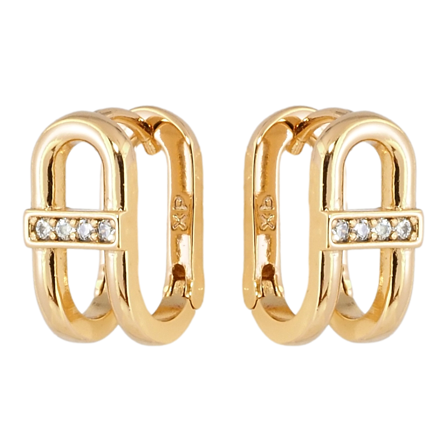 Сережки Xuping Позолота 18K колечка Декоративні з цирконієм фото №1