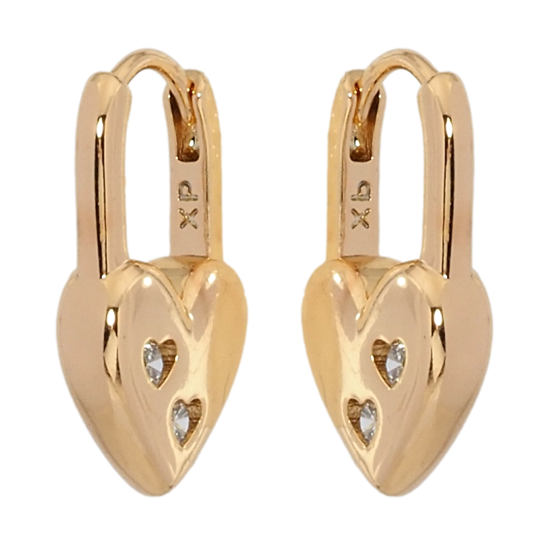 Серьги Xuping Позолота 18K колечки Сердечки-замочки фото №1