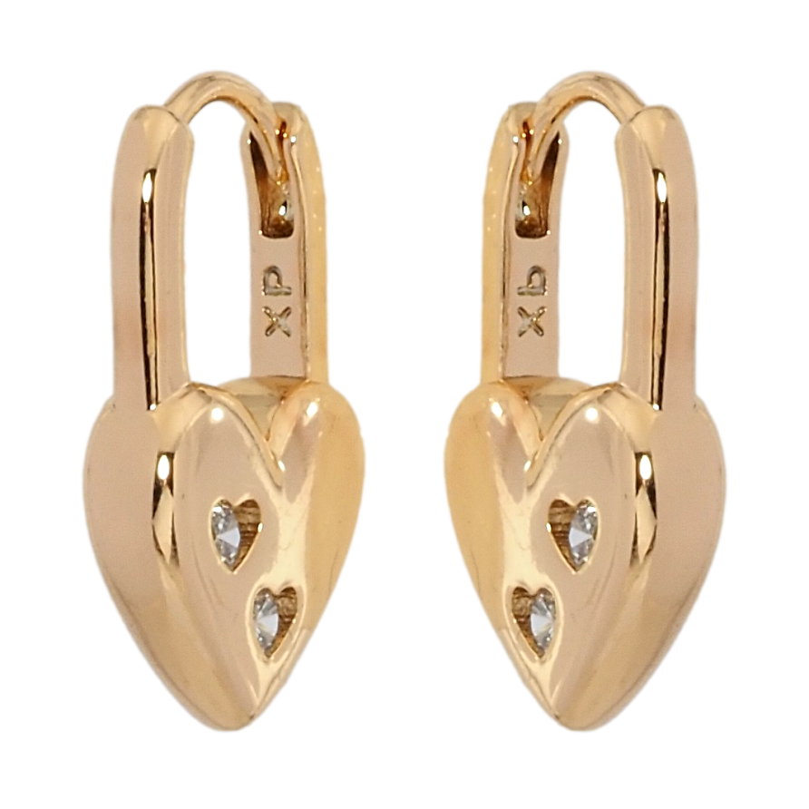 Серьги Xuping Позолота 18K колечки Сердечки-замочки фото №1