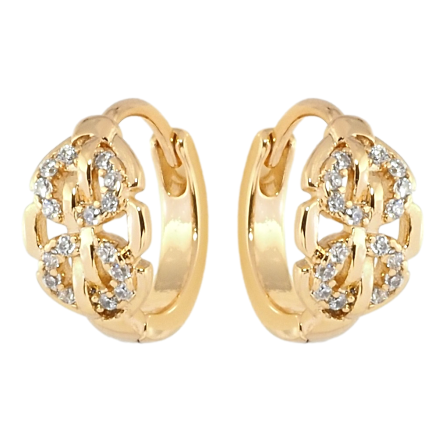 Сережки Xuping Позолота 18K колечка Декоративний візерунок цирконієм фото №1