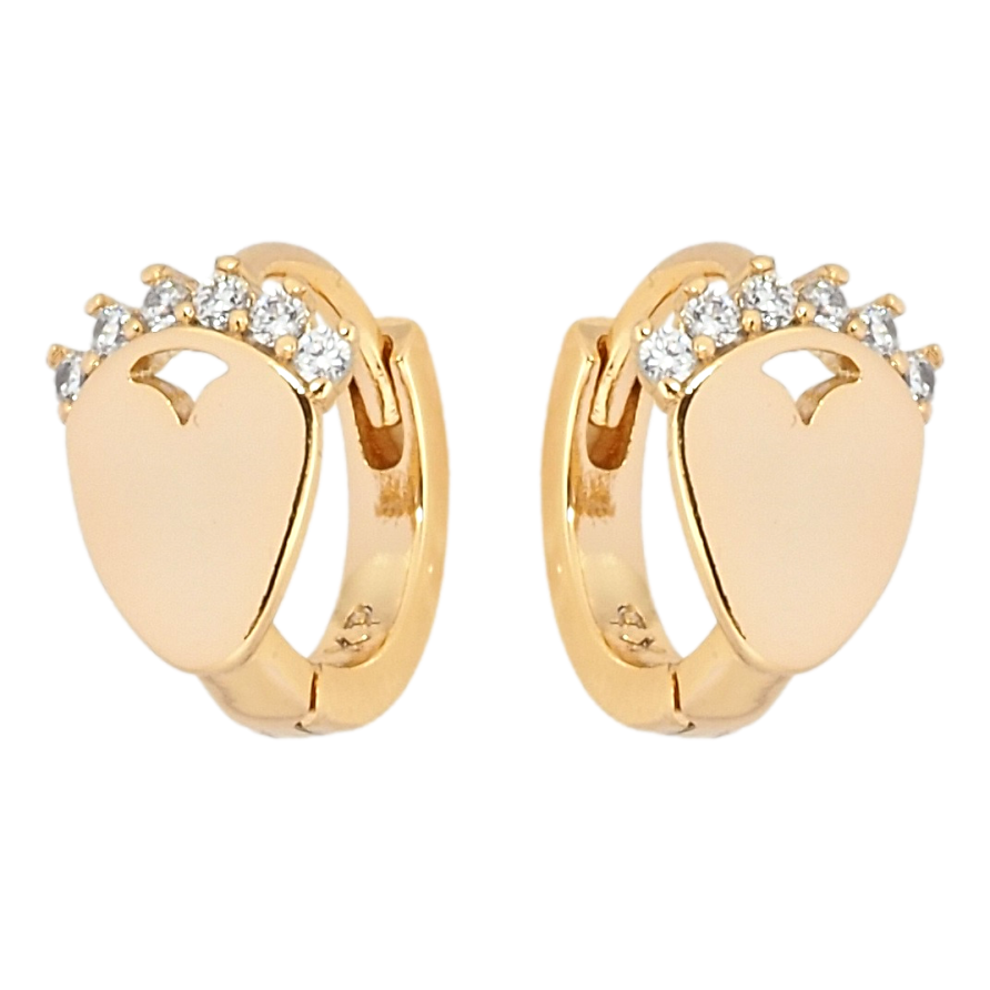 Серьги Xuping Позолота 18K колечки Декоративные сердечки с цирконием фото №1