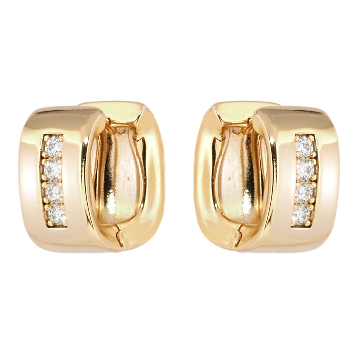 Серьги Xuping Позолота 18K колечки Широкие с дорожкой циркония фото №9