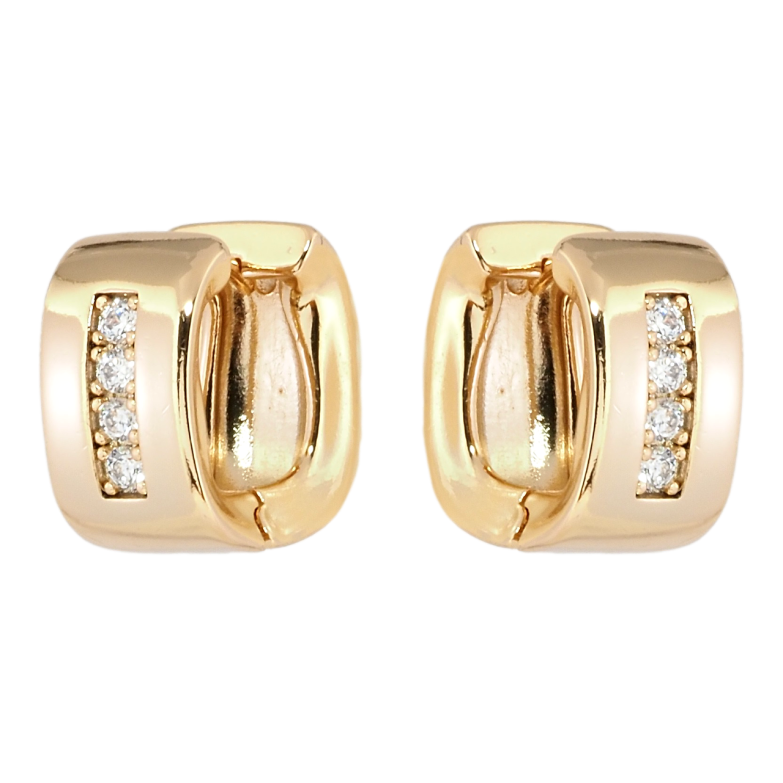Сережки Xuping Позолота 18K колечка Широкі з доріжкою цирконію фото №1