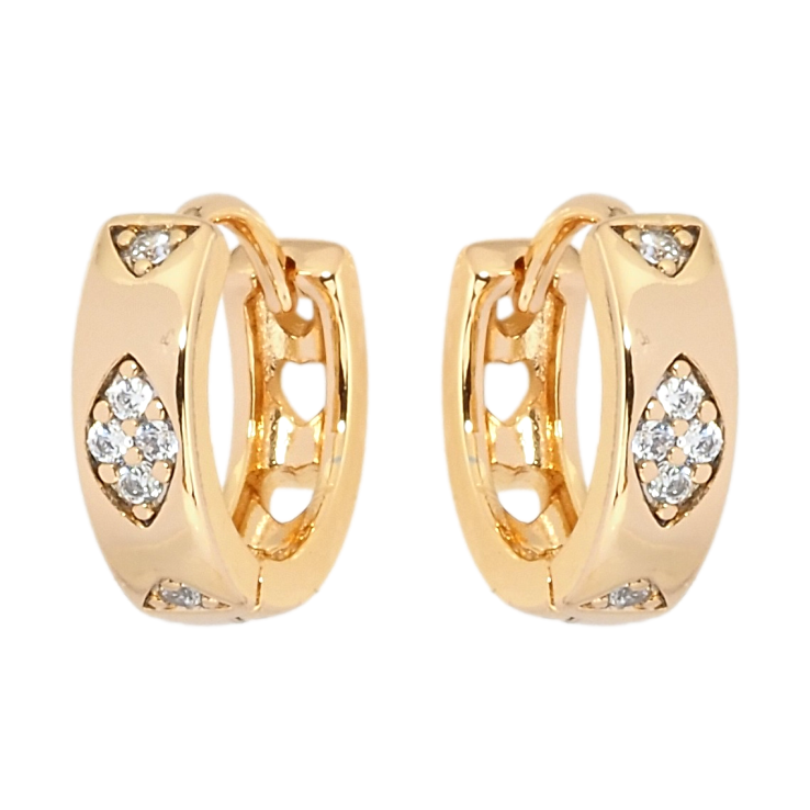 Серьги Xuping Позолота 18K колечки Ромбовый узор цирконием фото №19