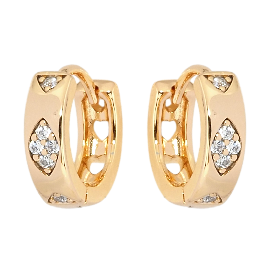 Серьги Xuping Позолота 18K колечки Ромбовый узор цирконием фото №1