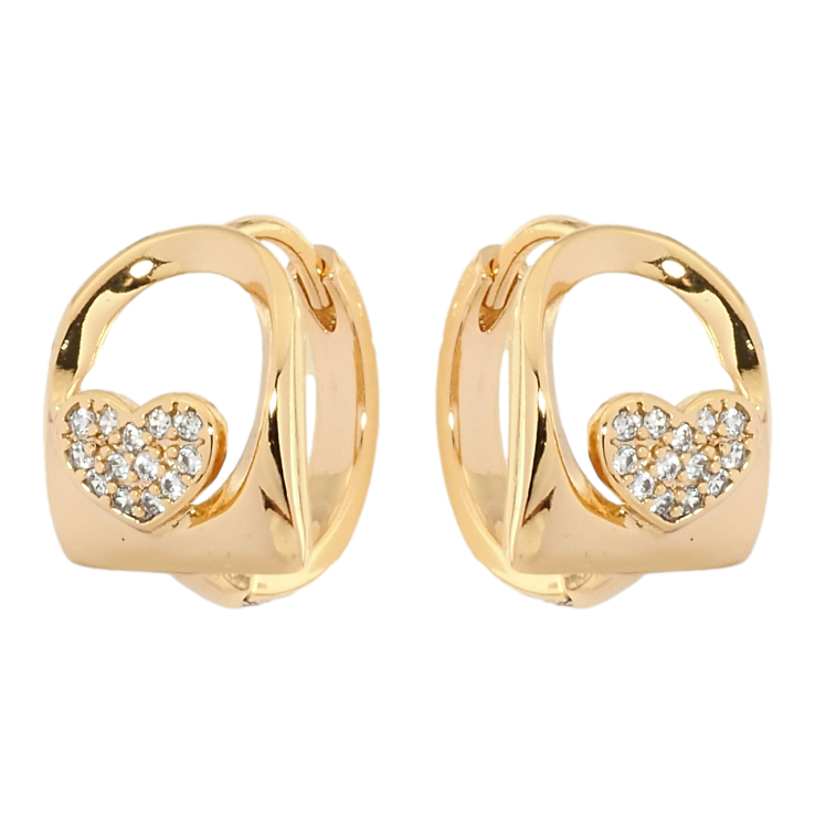 Серьги Xuping Позолота 18K колечки Сердечки с цирконием фото №21