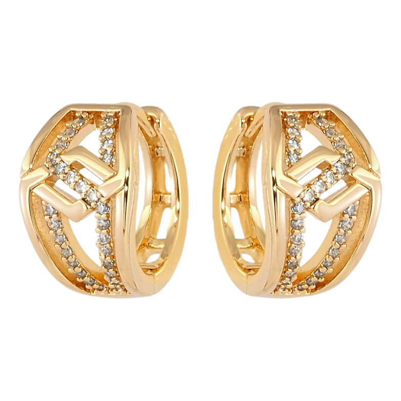 Серьги Xuping Позолота 18K колечки Декоративный узор с цирконием фото №1