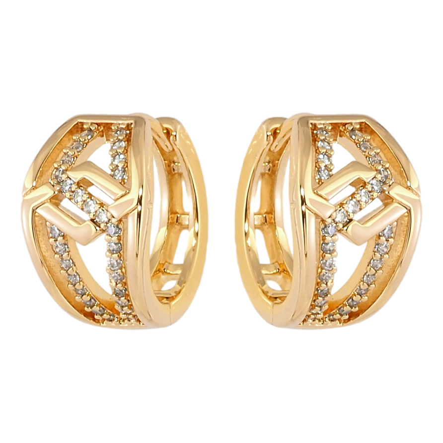 Серьги Xuping Позолота 18K колечки Декоративный узор с цирконием фото №1