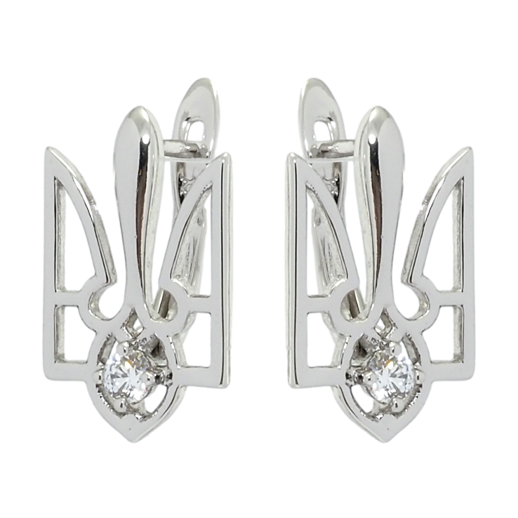 Сережки Xuping колір Родій англійський замок Тризуб Герб України фото №11 Сережки Xuping колір Родій англійський замок Тризуб Герб України фото №11