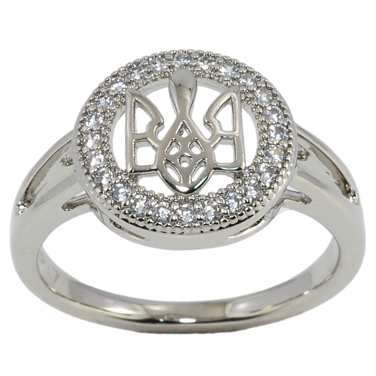 Каблучка Xuping колір Родій Герб України в кільці кристалов фото №5 Каблучка Xuping колір Родій Герб України в кільці кристалов фото №5