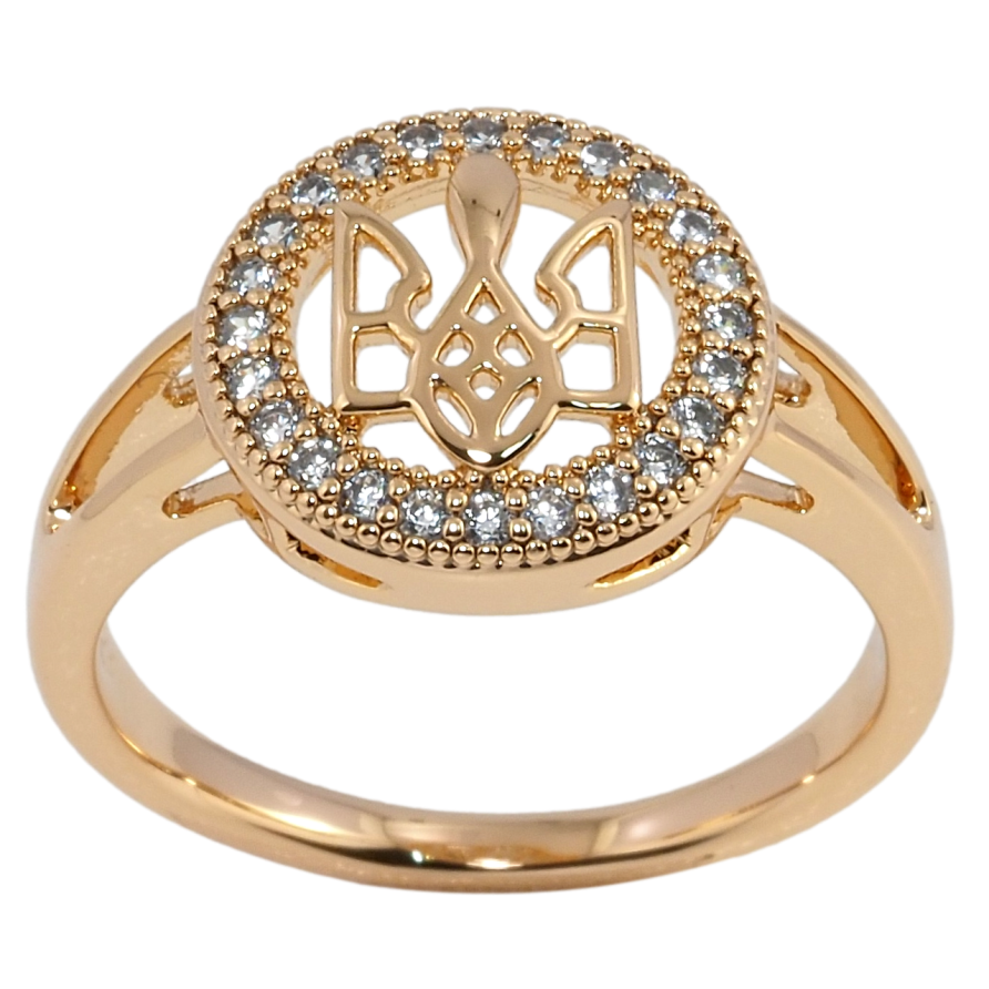 Каблучка Xuping колір 18К Герб України в кільці кристалов фото №1