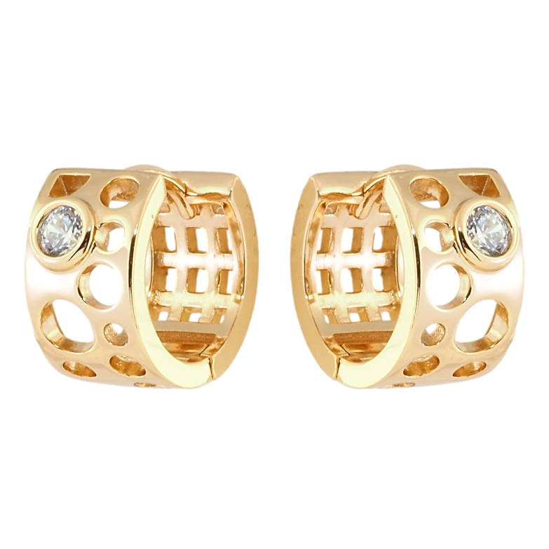 Серьги Xuping Позолота 18K колечки Резной узор с цирконием фото №1