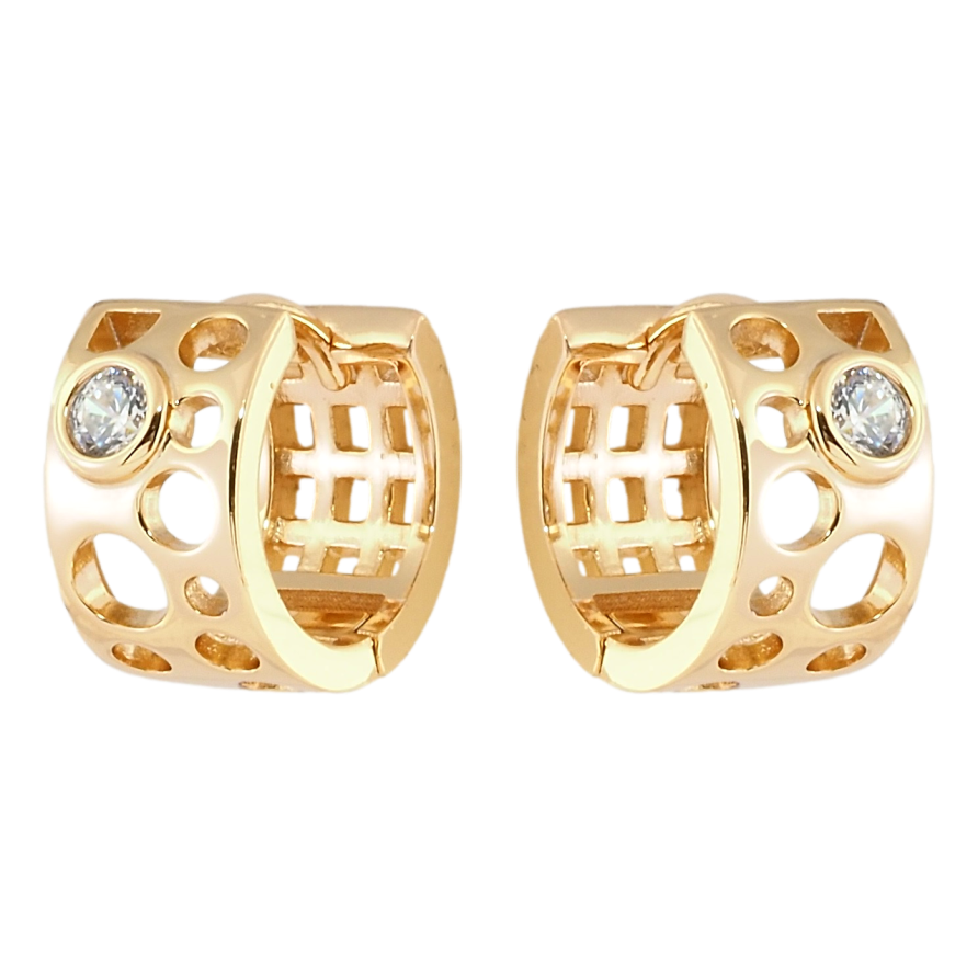 Серьги Xuping Позолота 18K колечки Резной узор с цирконием фото №1