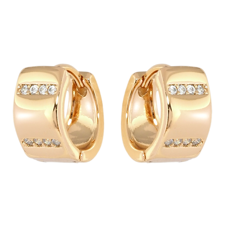 Серьги Xuping Позолота 18K колечки Узор дорожки циркония фото №1