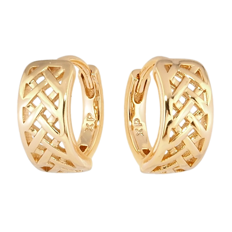 Серьги Xuping Позолота 18K колечки Резной решетчатый узор фото №2