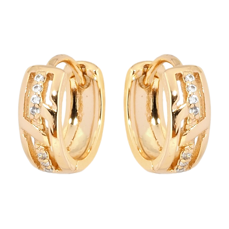 Серьги Xuping Позолота 18K колечки Декоративный узор с дорожкой циркония фото №13