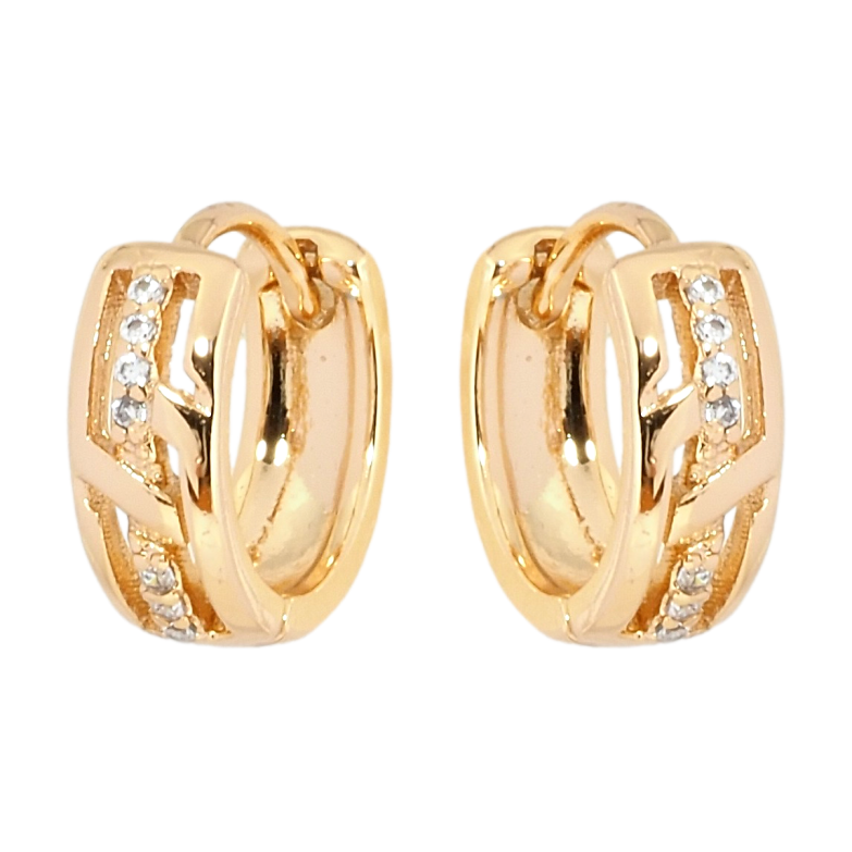 Серьги Xuping Позолота 18K колечки Декоративный узор с дорожкой циркония фото №1