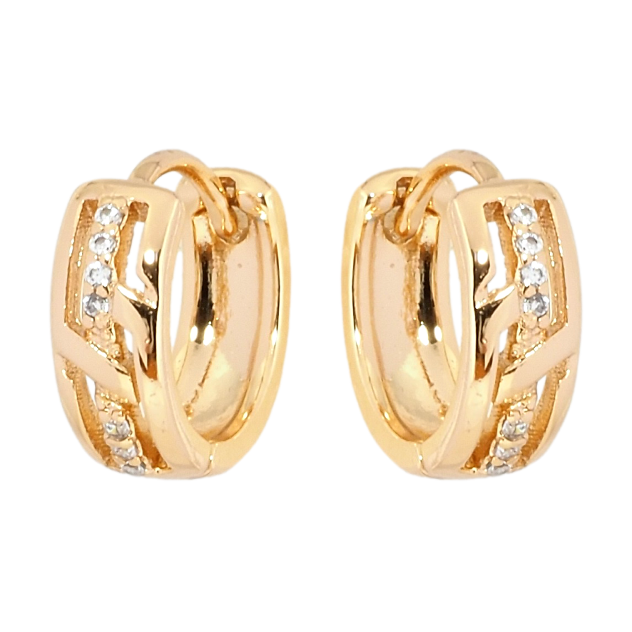 Серьги Xuping Позолота 18K колечки Декоративный узор с дорожкой циркония фото №1