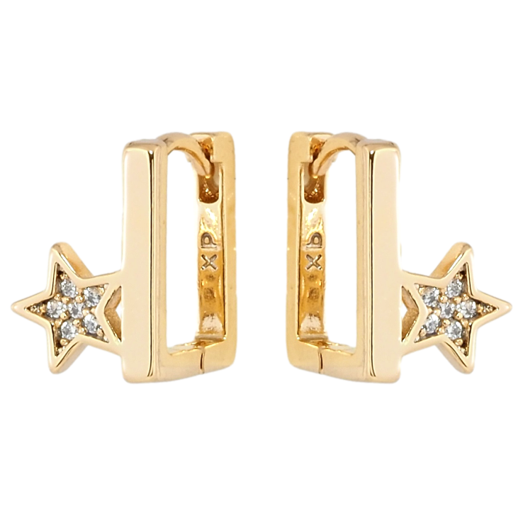 Серьги Xuping Позолота 18K колечки Прямоугольные с звездочками фото №7
