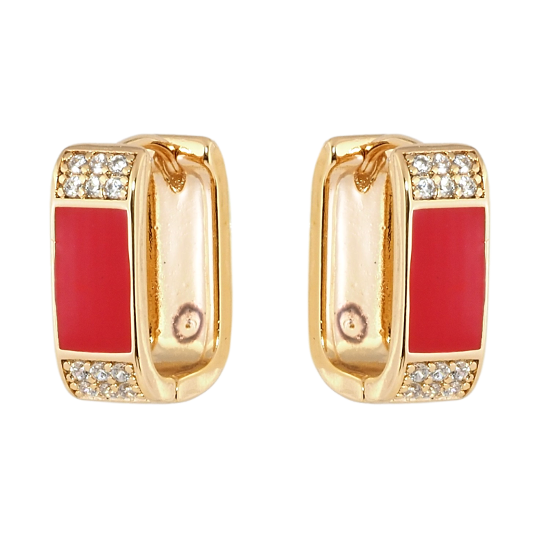 Сережки Xuping Позолота 18K колечка Інкрустація цирконієм із червоною емаллю фото №9