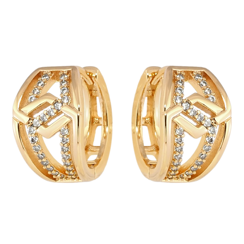 Сережки Xuping Позолота 18K колечка Декоративний візерунок з цирконієм фото №1