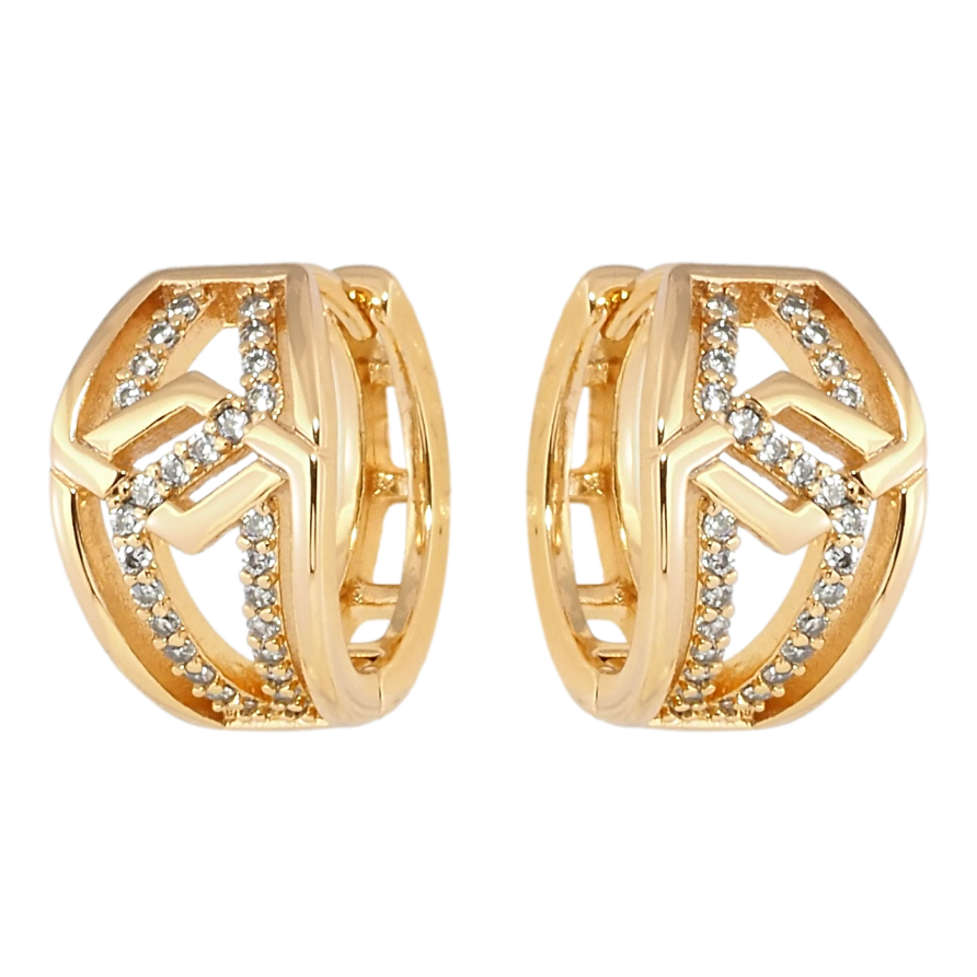 Сережки Xuping Позолота 18K колечка Декоративний візерунок з цирконієм фото №1