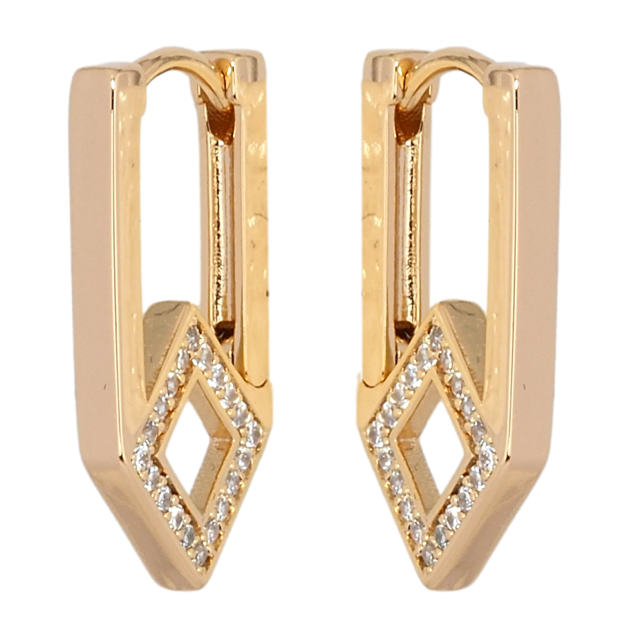 Серьги Xuping Позолота 18K колечки Ромбовый узор с цирконием фото №1