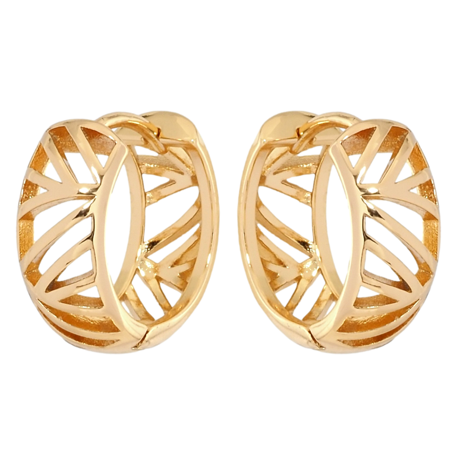 Сережки Xuping Позолота 18K колечка Різьблений орнамент фото №1