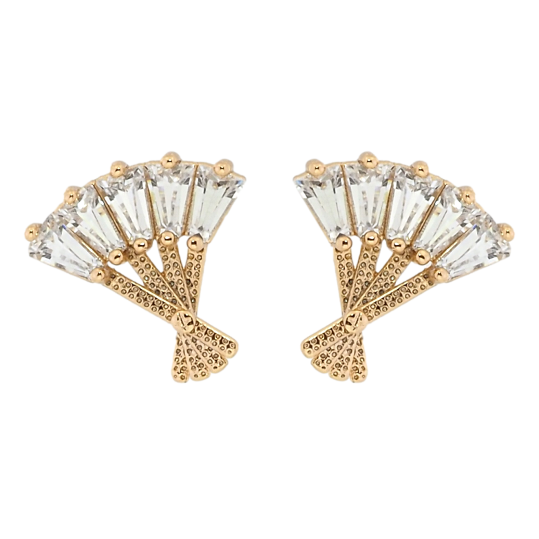 Сережки Xuping Позолота 18K пусети Кришталеве віяло фото №3 Сережки Xuping Позолота 18K пусети Кришталеве віяло фото №3