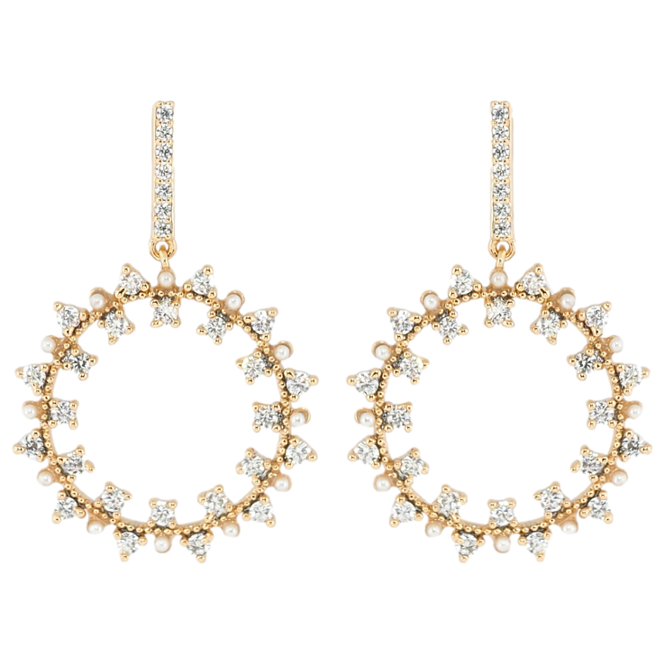 Сережки Xuping Позолота 18K пусети Підвіски перлинно-кристальні віночки фото №12