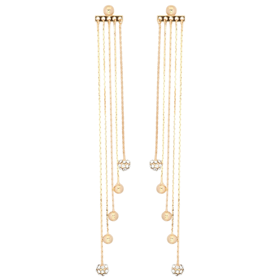 Сережки Xuping Позолота 18K пусети Декоративні підвіски кульки на ланцюжку ø 4мм, 2 в 1 фото №1