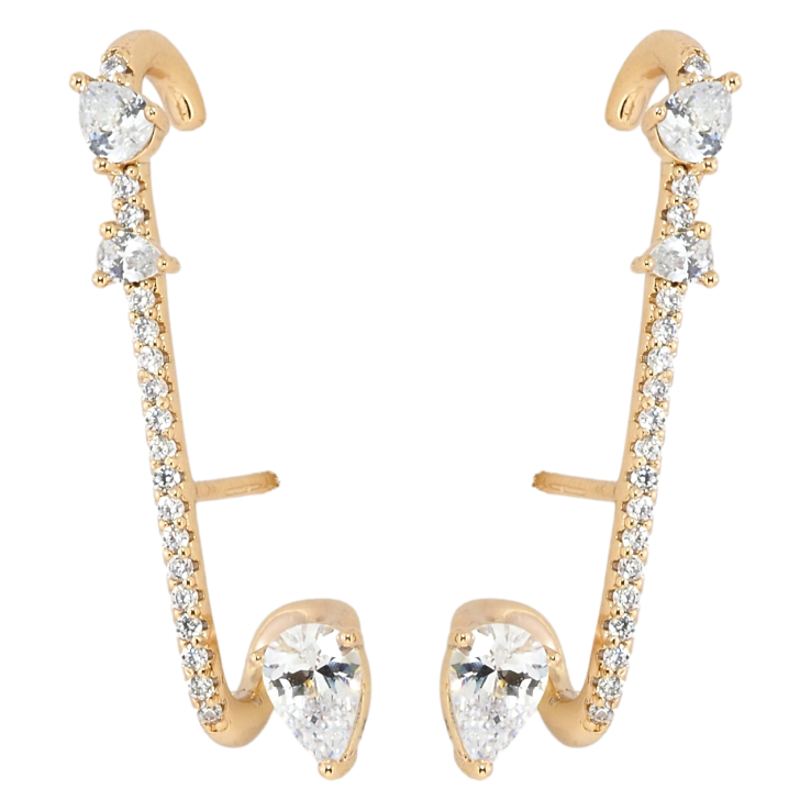 Серьги Xuping Позолота 18K пусеты-каффы Декоративные дорожки циркония фото №16 Серьги Xuping Позолота 18K пусеты-каффы Декоративные дорожки циркония фото №16