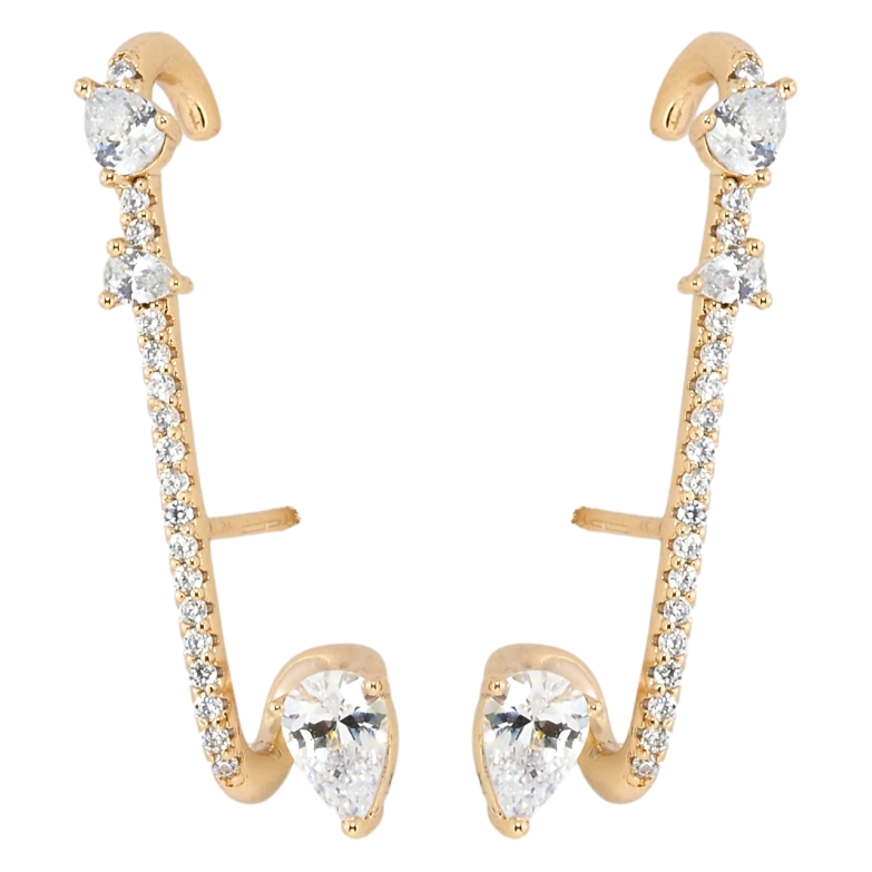 Сережки Xuping Позолота 18K пусети-кафи Декоративні доріжки цирконію фото №1