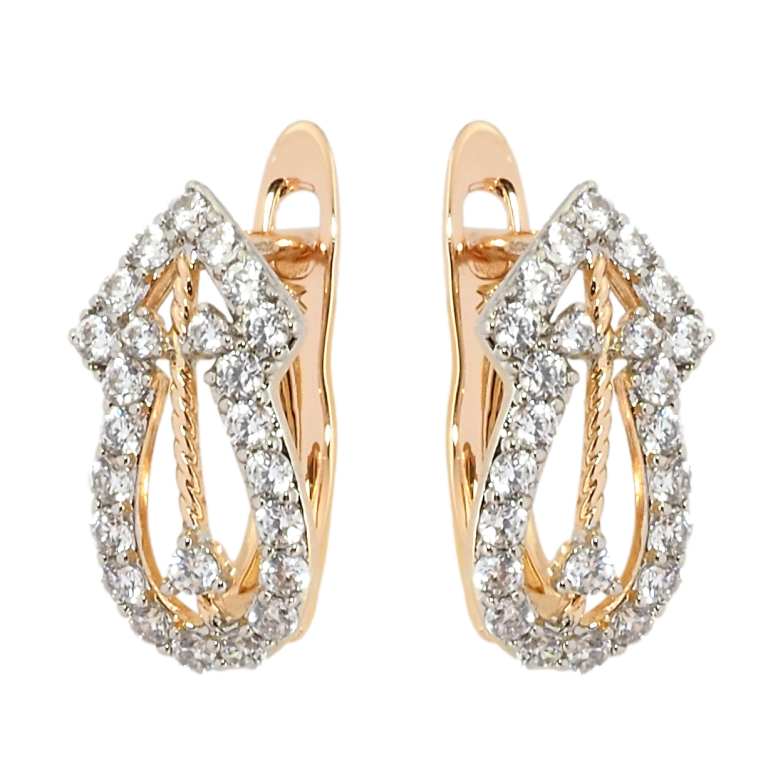 Серьги Xuping Позолота 18K + Родий английский замок Декоративный узор с цирконием фото №1