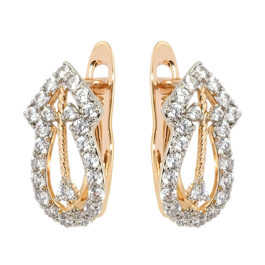 Серьги Xuping Позолота 18K + Родий английский замок Декоративный узор с цирконием фото №1