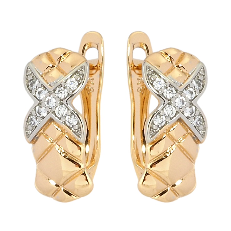 Сережки Xuping Позолота 18K + Родій англійський замок Декоративний візерунок з цирконієм фото №8 Сережки Xuping Позолота 18K + Родій англійський замок Декоративний візерунок з цирконієм фото №8