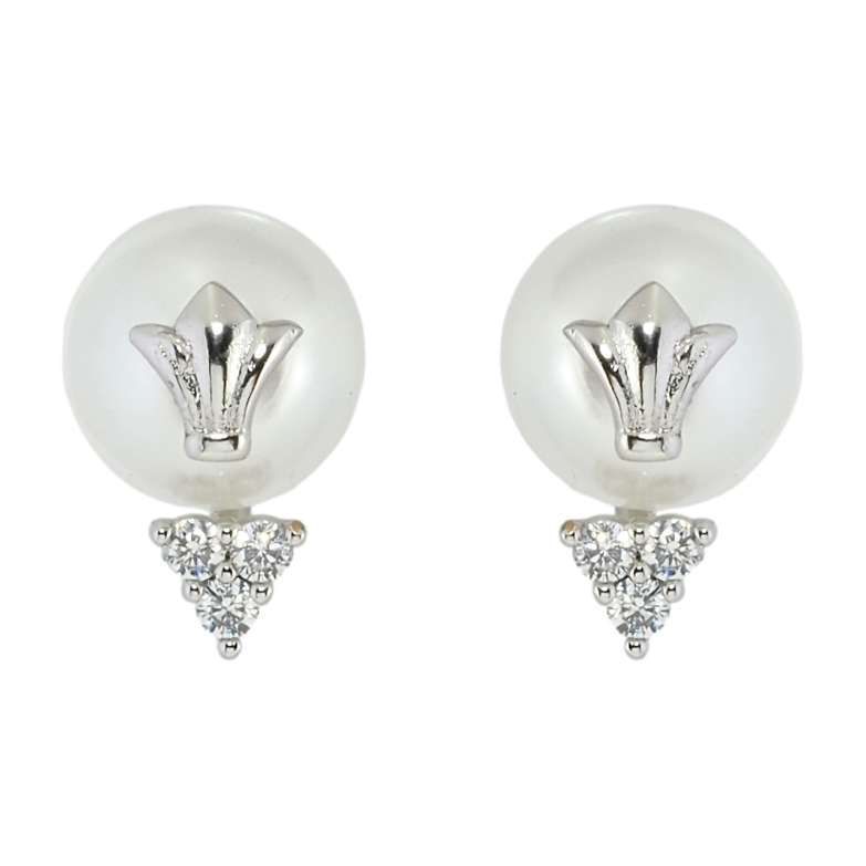 Сережки Xuping Родій пусети Перлини з декоративними накладками фото №1