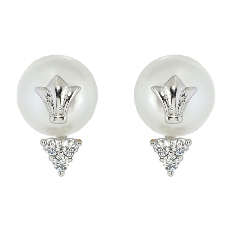 Сережки Xuping Родій пусети Перлини з декоративними накладками фото №1