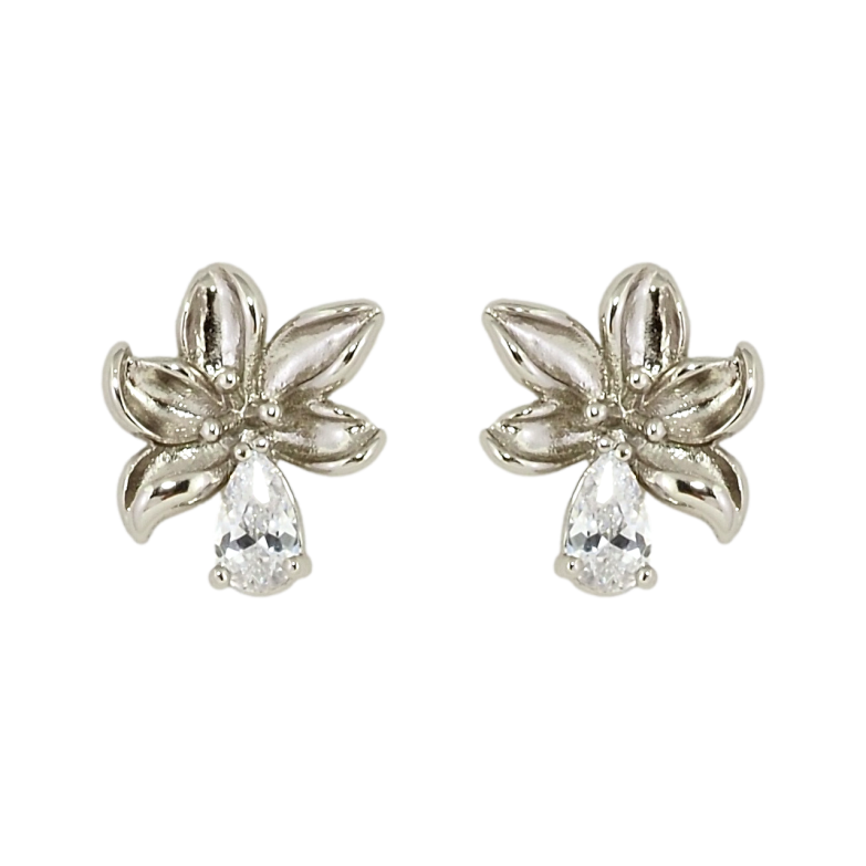 Сережки Xuping Родій пусети Квіточки із кристалами фото №1