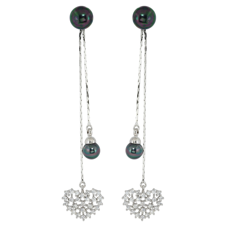 Сережки Xuping Родій пусети Перлинні підвіски із серцями 2 в 1, ø 8мм фото №22