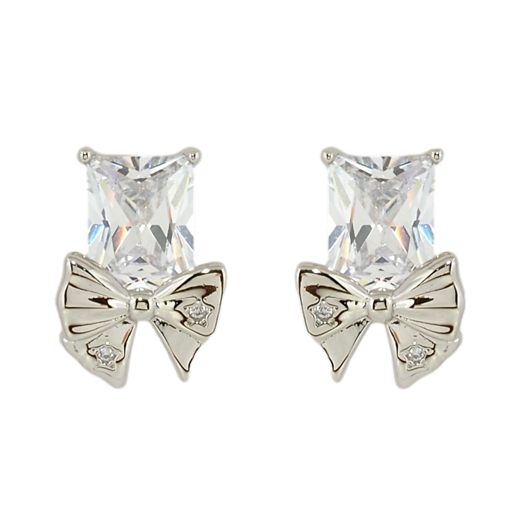 Серьги Xuping Родий пусеты Фианиты с бантами фото №12