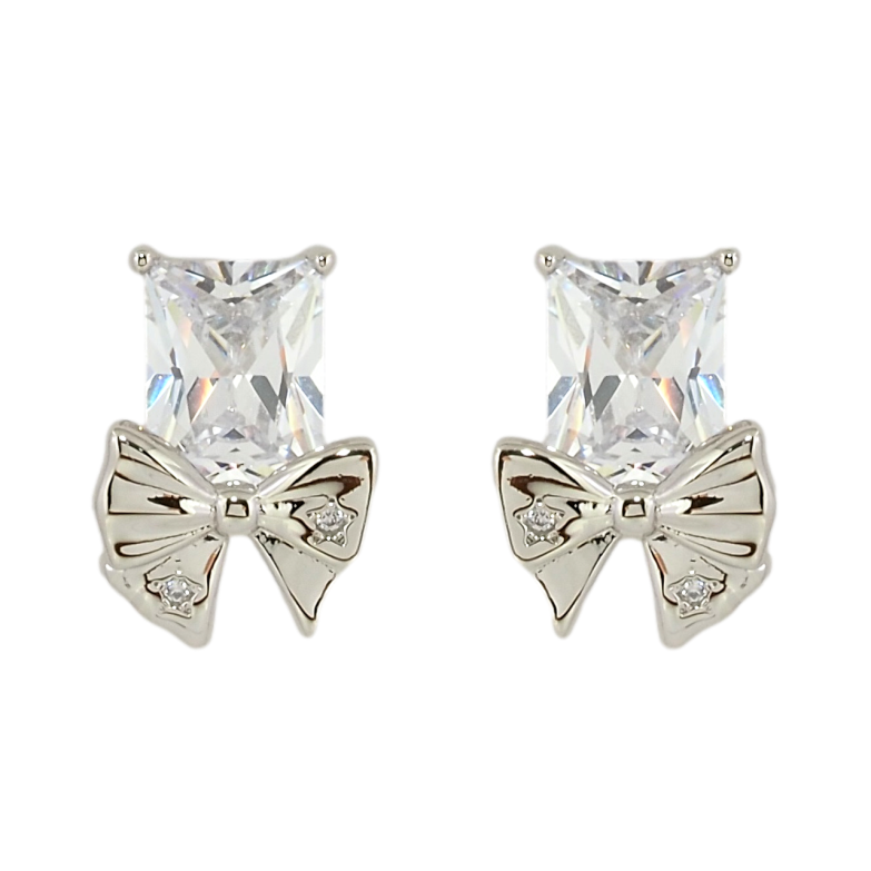 Серьги Xuping Родий пусеты Фианиты с бантами фото №6
